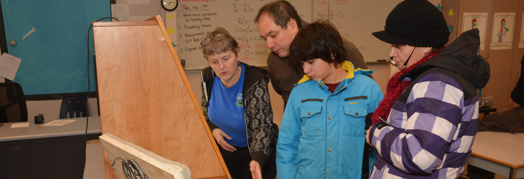 Visitors examining fossil displays during Burgess Shale Nights