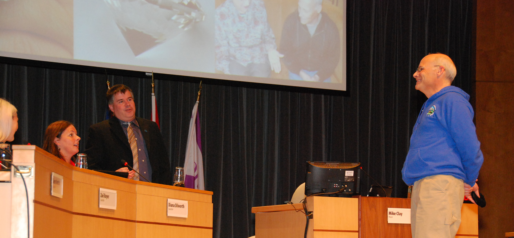Presentation of the Port Moody Centennial Stone at City Hall in 2013